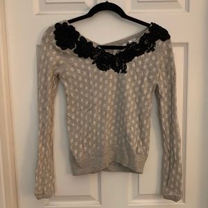 Anthropologie polka dot sweater with lace